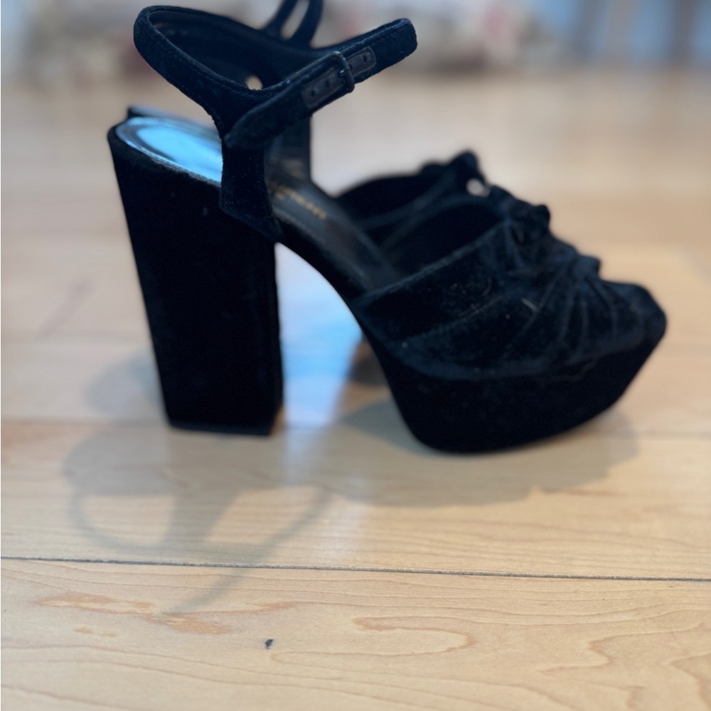 Saint Laurent Black Platform Sandals with Block Heel